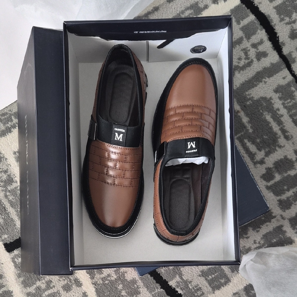 Men's Brown Leather Slip-On Loafers